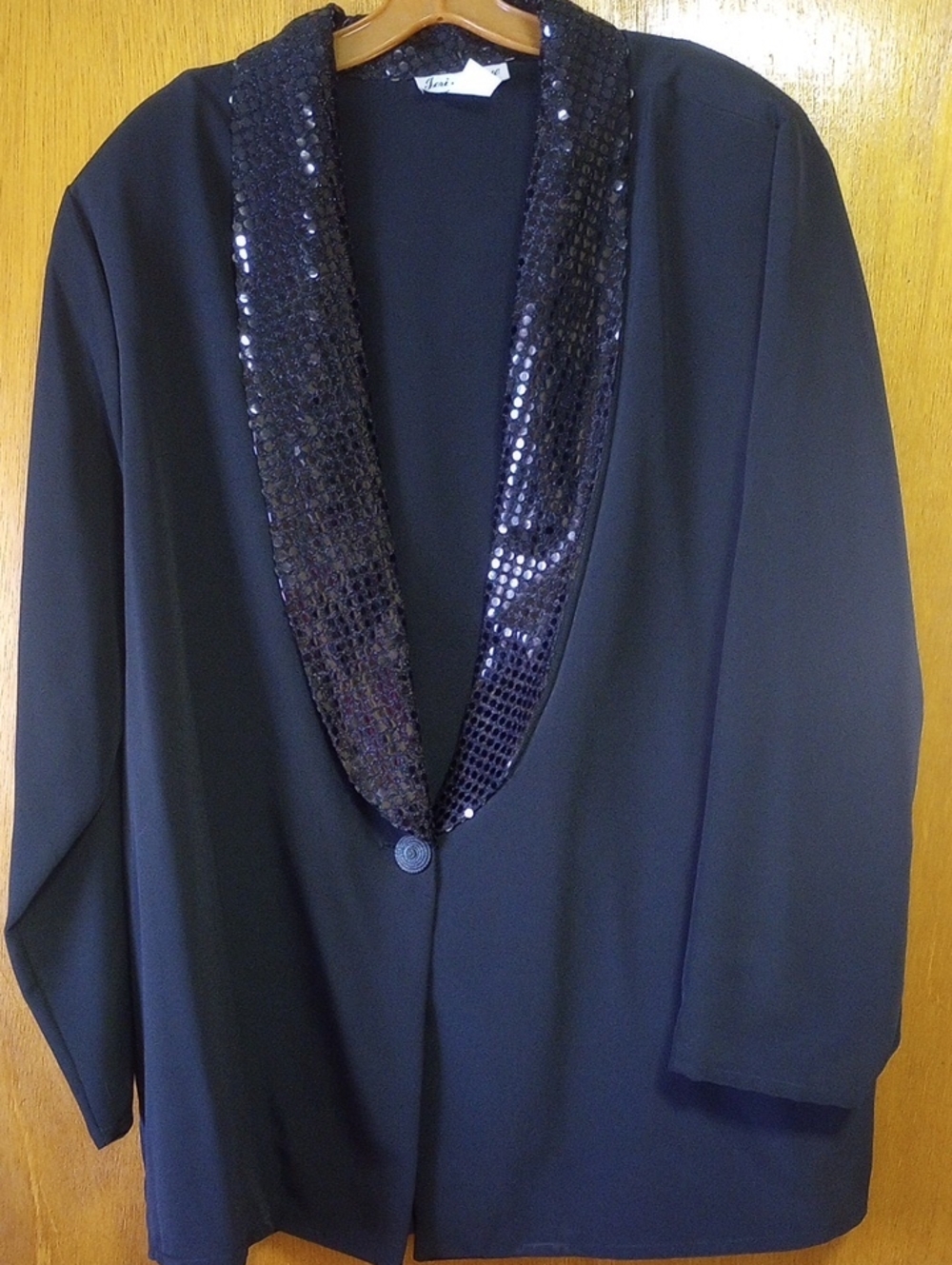Jeri Marque Neutral Black Polyester Formal Jacket w/ Sequins, Plus Size 42, 2X?